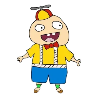 😃 desenho animado, personagem, menino, chapéu, gravata borboleta whatsapp sticker