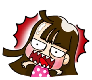 🙀 angry, cartoon, girl, annoyed, mad, expression, upset whatsapp sticker