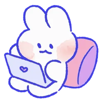 💬 rabbit, laptop, cute, bunny, kawaii, cartoon, animal telegram sticker
