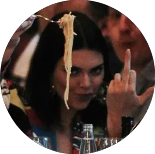🖕 dito medio, offensivo, gesto, kendall jenner, spaghetti, celebrità, maleducato telegram sticker