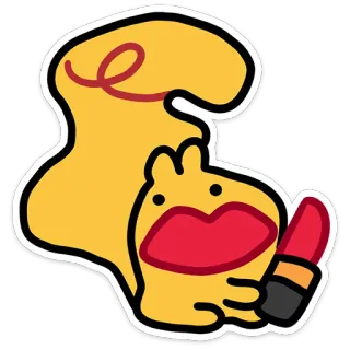 💄 Cartoon, Gelb, Lippenstift, Makeup, Schönheit, Niedlich, Illustration telegram sticker