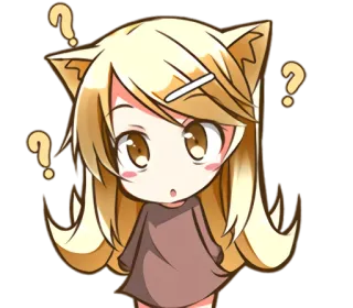 ❓ Anime, Frage, Katzenohren, Verwirrt, Cartoon, Chibi telegram sticker