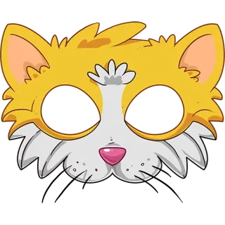 🍣 แมว, หน้ากาก, สัตว์, หน้า, ชุด, สีเหลือง, สีขาว, การ์ตูน telegram sticker