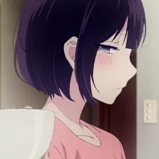 🖇 Anime, Fille, Triste, Rougir, Cheveux courts telegram sticker