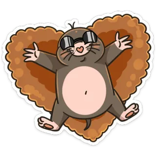 ❤️ モグラ, 漫画, サングラス, 動物, かわいい, キャラクター, 地面, リラックス telegram sticker