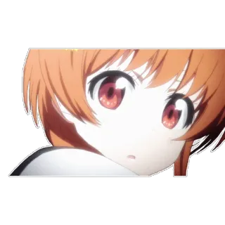 😳 аниме, девушка, милая, красные глаза, рыжие волосы whatsapp sticker