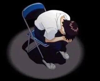 🌟 Shinji Ikari Neon Genesis Evangelion anime, sad, depression, evangelion, shinji telegram sticker