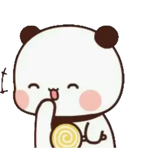 😜 Panda, Cartone animato, Carino, Kawaii, Lecca-lecca, Adesivo telegram sticker
