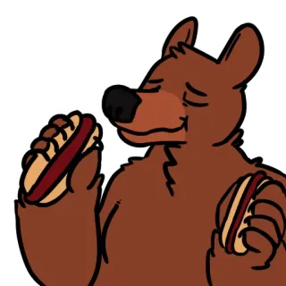 🌭 หมี, ฮอทดอก, อาหาร, สัตว์, การ์ตูน, ภาพวาด telegram sticker