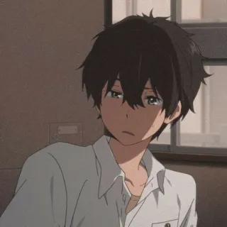 😑 anime, chico, triste, llorando, lloroso, melancólico, emocional whatsapp sticker