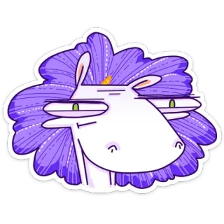 😑 kỳ lân, động vật, hoạt hình, vui nhộn, hình minh họa, nhãn dán, màu tím telegram sticker