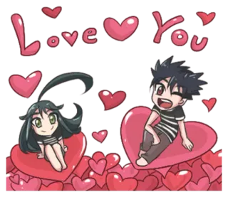 💞 Love you love, heart, couple, cute, cartoon telegram sticker
