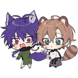 ❤️ anime, chibi, cute, wolf, raccoon, animals telegram sticker