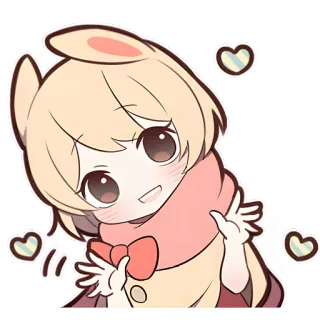 🥰 Аниме, Каваи, Чиби, Милый, Кролик, Шарф, Сердечки telegram sticker