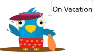 🎑 On Vacation férias, pássaro, desenho animado, viagem, feriado telegram sticker