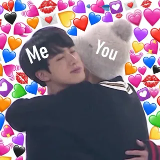 👬 Me You hug, hearts, love, affection, friendship, relationship, cute telegram sticker