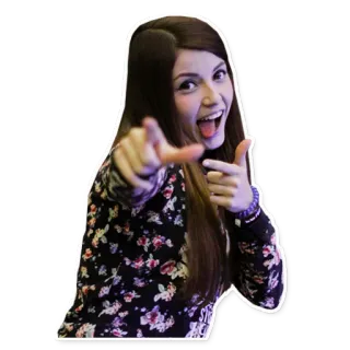 👊 Donna, Che indica, Persona, Bruna, Camicia a fiori telegram sticker