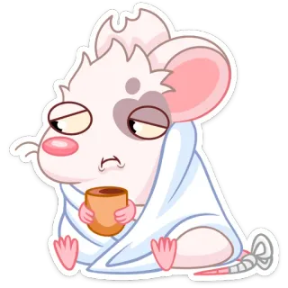 ☹️ maus, cartoon, tier, süß, kaffee, schläfrig, müde, decke telegram sticker