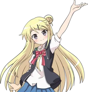 👋 anime, ragazza, carina, personaggio, bionda, capelli lunghi telegram sticker