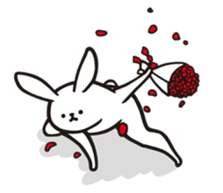 🐇 lapin, bouquet, course, dessin animé, mignon, animal telegram sticker