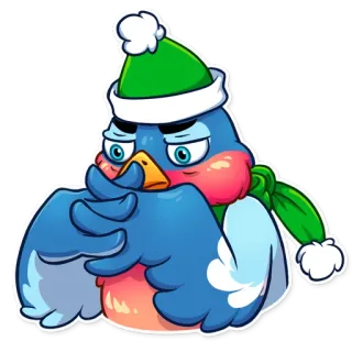 😐 Vogel, Winter, Mütze, Schal, süß, Cartoon telegram sticker
