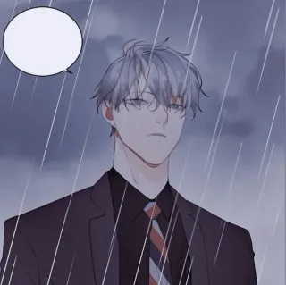 🍶 男性, 雨, スーツ, ネクタイ, 白髪 telegram sticker