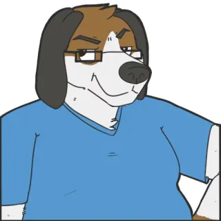 🤔 dog, anthropomorphic, glasses, cartoon, character whatsapp sticker