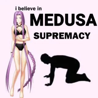 🙇 Medusa i believe in MEDUSA SUPREMACY Медуза, Аниме, Превосходство, Фанатское творчество, Греческая мифология telegram sticker