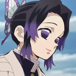 🥲 Shinobu Kocho Demon Slayer 애니메이션, 귀멸의 칼날, 코쵸우 시노부, 나비, 보라색, 만화 telegram sticker