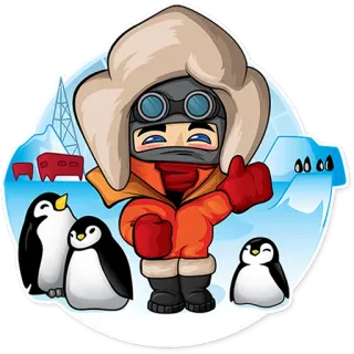 ❄ penguin, winter, cold, snow, antarctica, arctic, character, man, cartoon telegram sticker