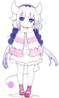 😳 Kanna Kamui Miss Kobayashi's Dragon Maid anime, dragão, kanna, fofo, kawaii, adesivo whatsapp sticker