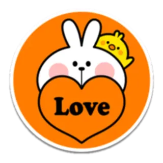 ❤ Love amour, lapin, poussin, mignon, cœur, animal telegram sticker
