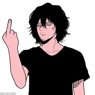 🌐 @HAWKS doigt d'honneur, geste obscène, dessin animé, anime, colère telegram sticker