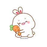 🤗 coelho, cenoura, fofo, desenho animado, adesivo telegram sticker