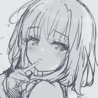😕 anime girl, sketch, cute, manga, illustration, cartoon, drawing telegram sticker
