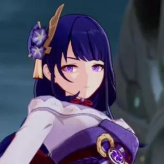 🧡 Raiden Shogun Genshin Impact anime, video game, character, purple hair, Raiden Shogun, Genshin Impact telegram sticker