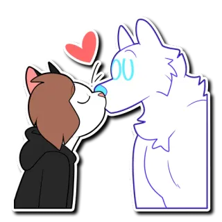 ❤️ Cartoon, Liebe, Kuss, Tiere, Süß, Katze, Hund, Herz whatsapp sticker