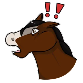 😱 лошадь, животное, мультфильм, смешной, наклейка, лошадиный telegram sticker