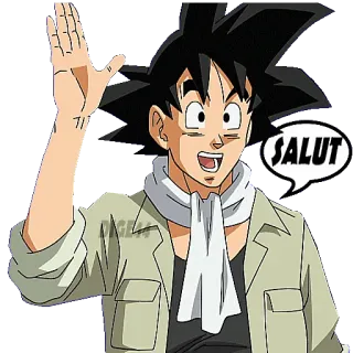 👋 Goku Dragon Ball SALUT goku, dragonball, anime, hallo, salut, winken, cartoon, freundlich whatsapp sticker