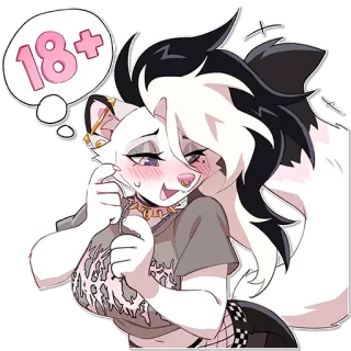 🔞 Loona Helluva Boss 18+ loona, helluva boss, furry, anthro, wolf, 18+, flirty, blushing whatsapp sticker