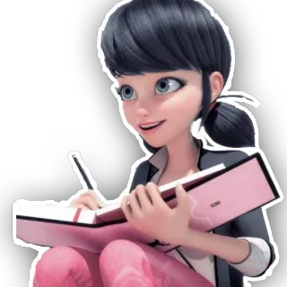 😃 Marinette Dupain-Cheng Miraculous Ladybug Marinette, Miraculous Ladybug, Desenho animado, Journaling, Diário, Fofo, Garota telegram sticker