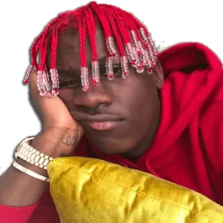 😞 Lil Yachty Lil Yachty, แร็ปเปอร์, นักดนตรี, คนดัง, เบื่อ, ผมแดง, ลูกปัด telegram sticker