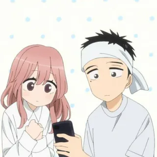 ❤️ anime, casal, envergonhado, triste, smartphone, amigos telegram sticker