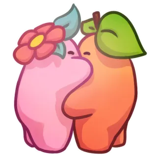 💏 fruit, cute, couple, cartoon, love, relationship, pink, orange telegram sticker