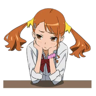 😕 อนิเมะ, ผู้หญิง, เศร้า, งอน, ตัวละคร, นักเรียนหญิง, การ์ตูน whatsapp sticker