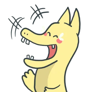 🤣 Hoạt hình, Vui vẻ, Khủng long, Dễ thương, Màu vàng, Cười telegram sticker