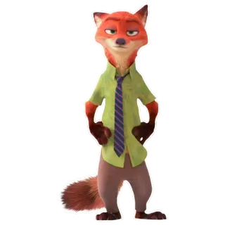 😃 Nick Wilde Zootopia fox, anthropomorphic, cartoon, animal, sly telegram sticker