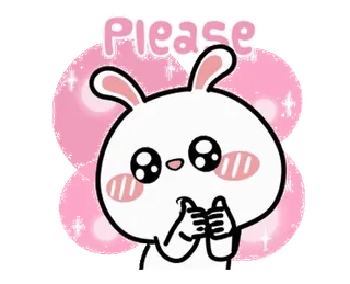 🥺 Please kelinci, kawaii, imut, memohon, tolong, binatang, kartun telegram sticker