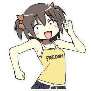 😀 FREEDOM Ragazza anime, Libertà, Cartone animato, Personaggio, Carino, Felice telegram sticker