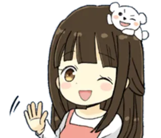😉 adesivo, desenho animado, acenando, kawaii, menina, anime telegram sticker